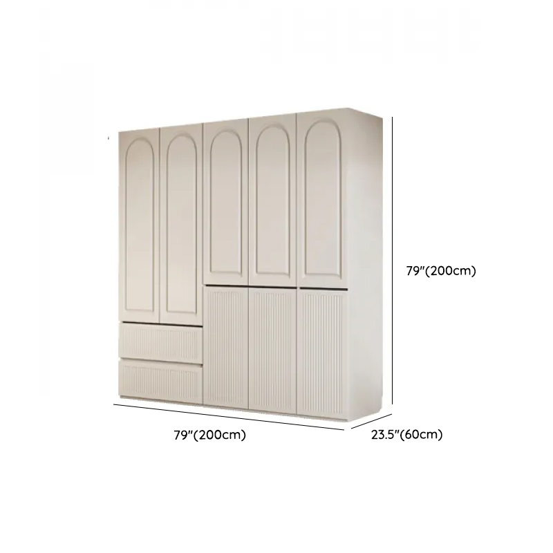 White Minimalist Manufactured Wood Independent Wardrobe Closet with Soft Close Drawer, Soft Close Door, and Interior Shelves - image 14