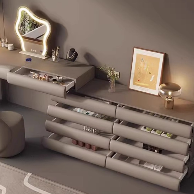 Multi-Purpose Tan Vanity Set with 10 Drawers, Lighting, Scalable, Adjustable Touch, and Adjustable Brightness - image 5
