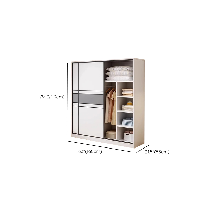 White Minimalist Manufactured Wood Independent Wardrobe Closet with Soft Close Door, Interior Shelves, and Clothing Rod - image 8