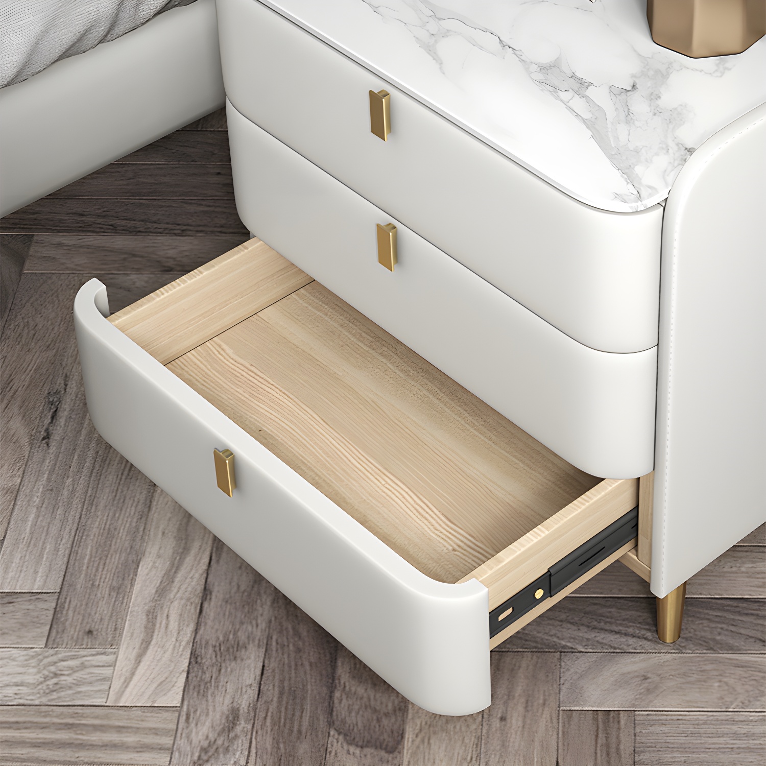 Wooden Nightstand with 3 Drawers Contemporary 25" Tall Nightstand - image 18