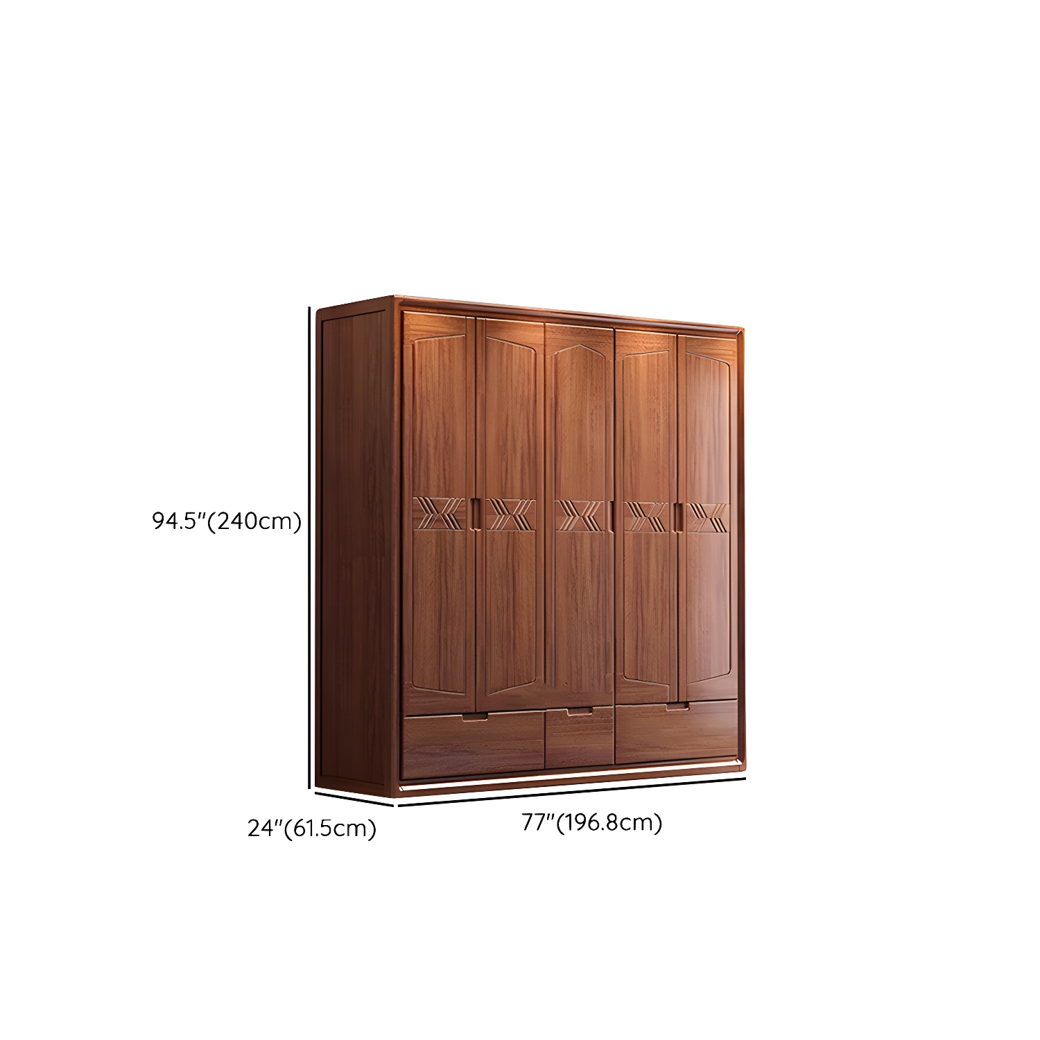 Traditional Walnut Wardrobe Armoire with Drawers and Shelves - Solid Wood Construction - image 5