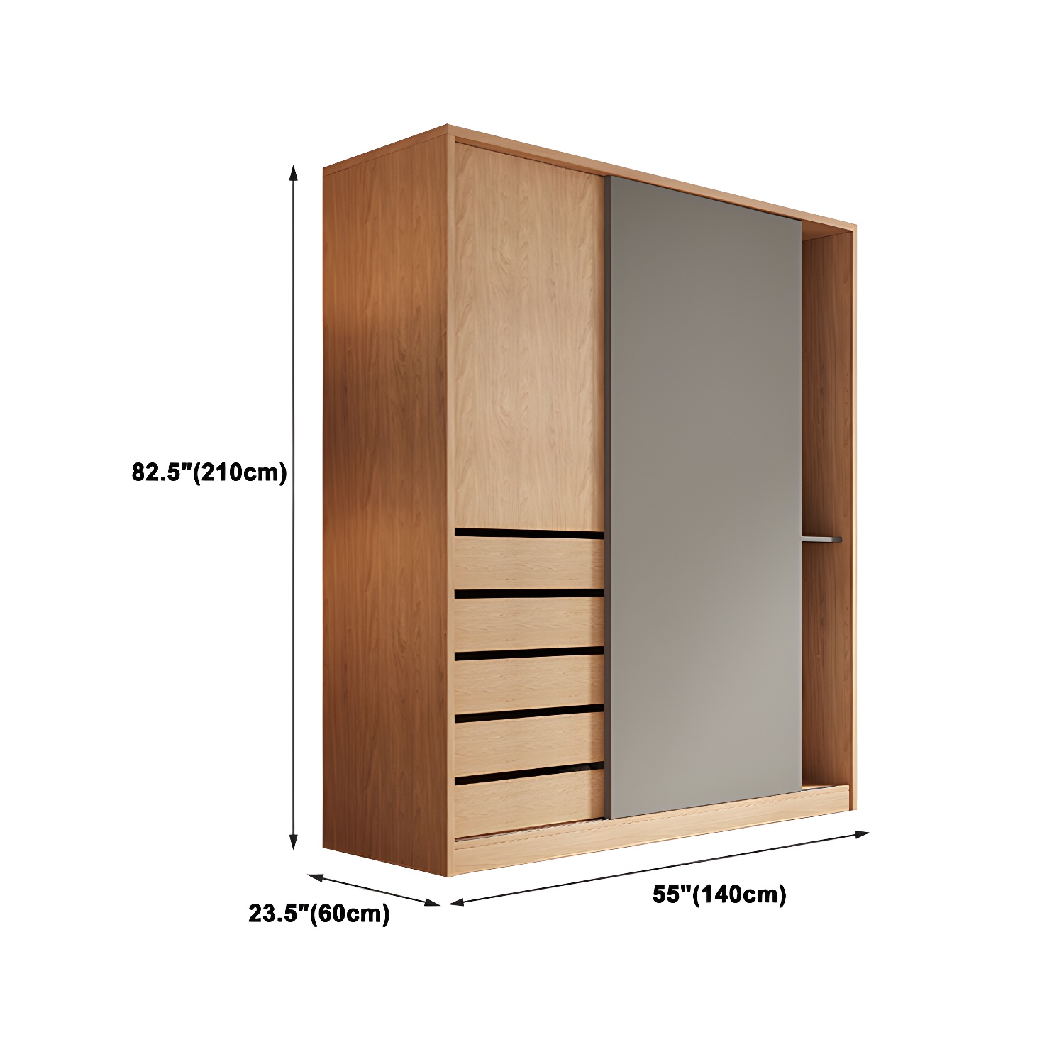 Natural Finish Modern Wardrobe Armoire Solid Wood and Engineered Wood Armoire - image 17