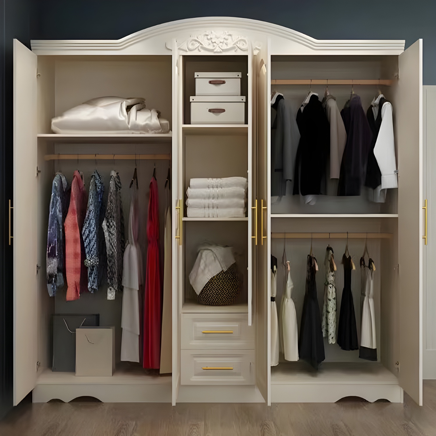French Country Wardrobe White Wooden Wardrobe Closet for Bedroom - image 9