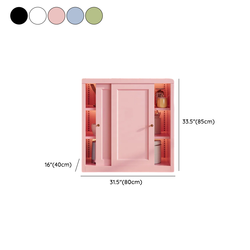 Simple Narrow Iron Countertop Sideboard with Cupboard, Glass Doors, and Changeable Shelf - image 13