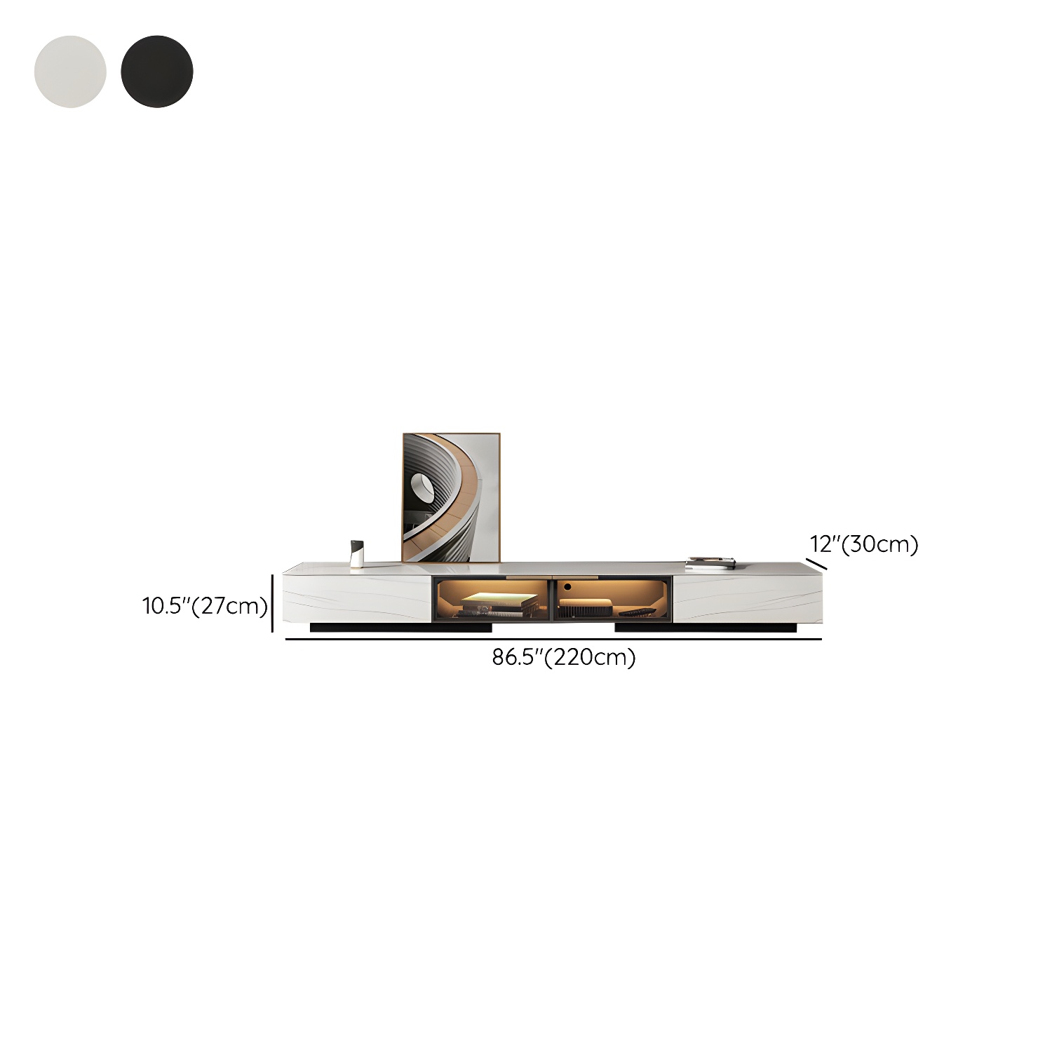 Stone TV Stand Console Contemporary Media Console with Drawers - image 16