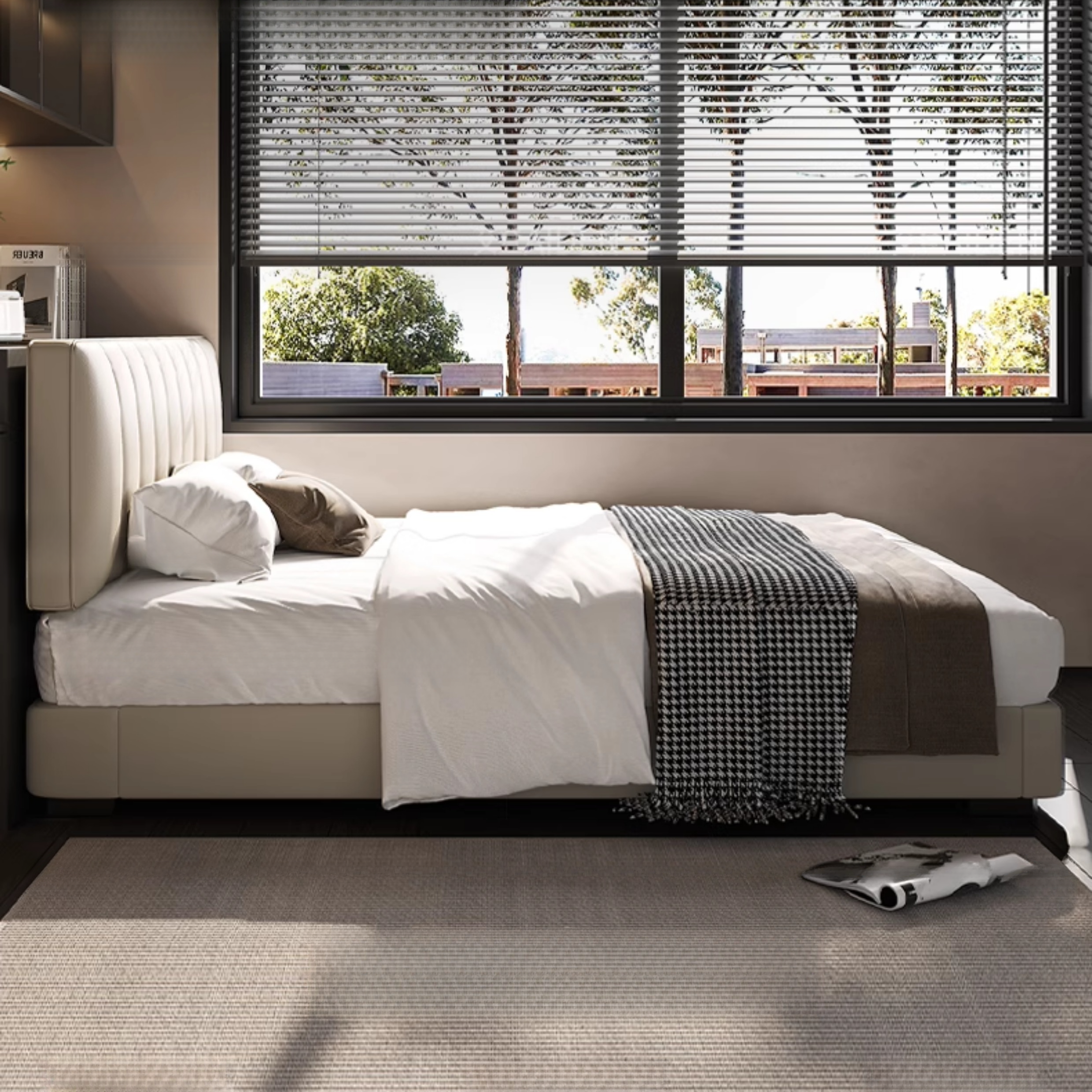 Solid Color Pine Wood Storage Bed with 3 Storage Boxes for Living Room