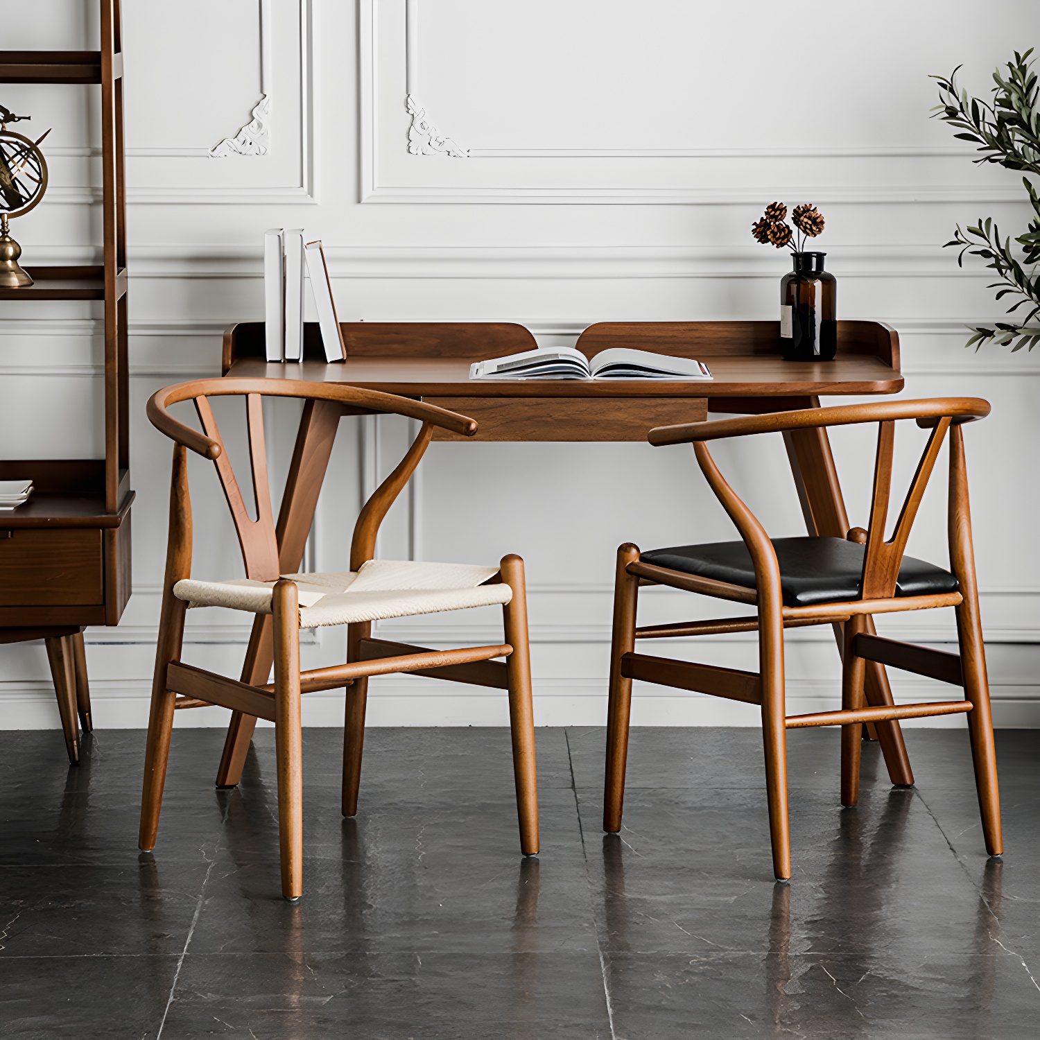 Scandinavian Style Wood Dining Chair Dining Room Wishbone Chair with Arm - image 19