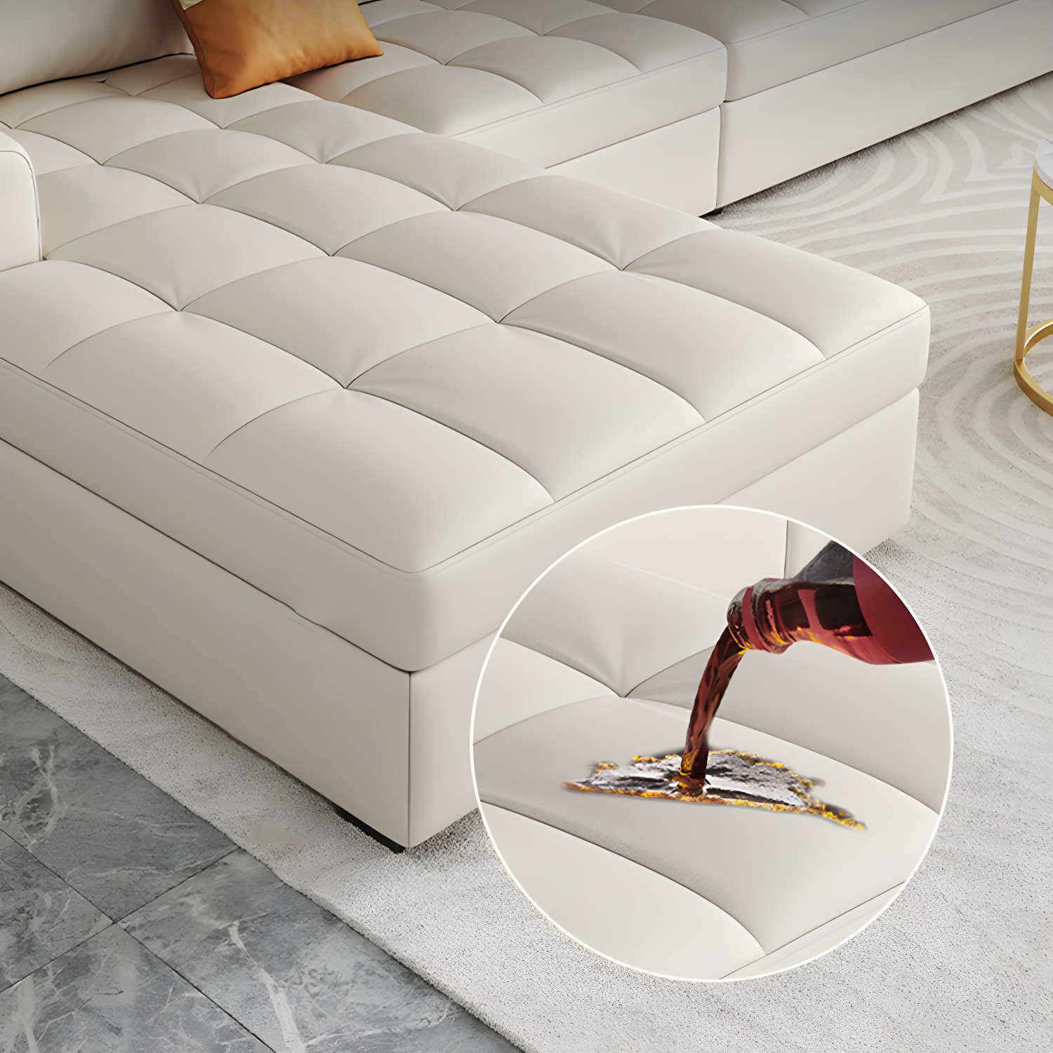 White Modern Sofa Bed with Storage USB Charging Convertible Sectional - image 8