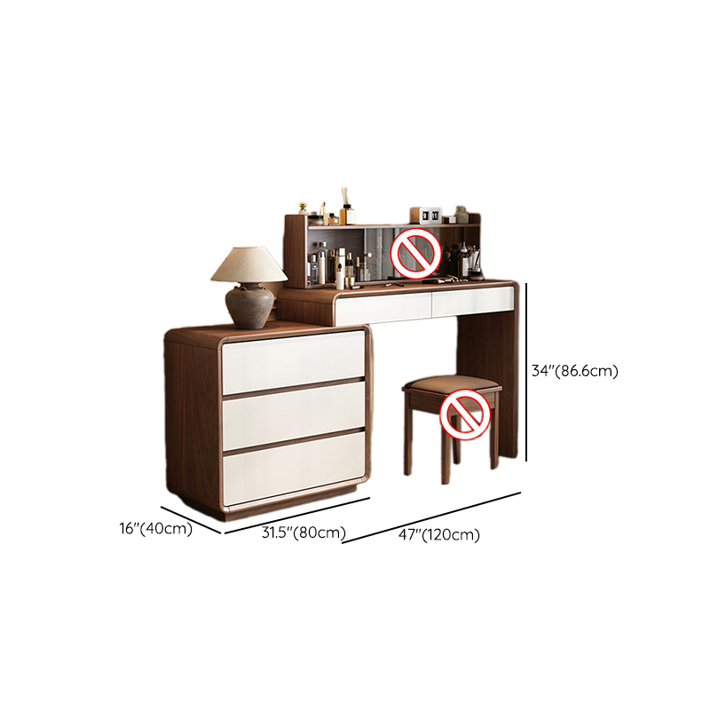 Simplistic Large Vanity Set with Rubberwood Table Top and Auburn Seat, Featuring 8/11/5 Drawers, No Suspension - image 11