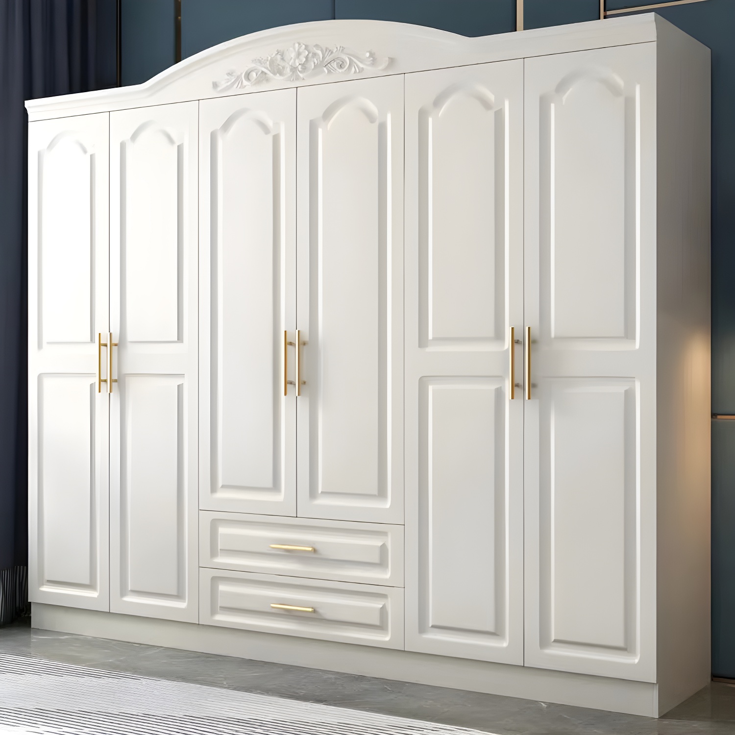 French Country Wardrobe Armoire White Wooden Wardrobe Cabinet - image 10