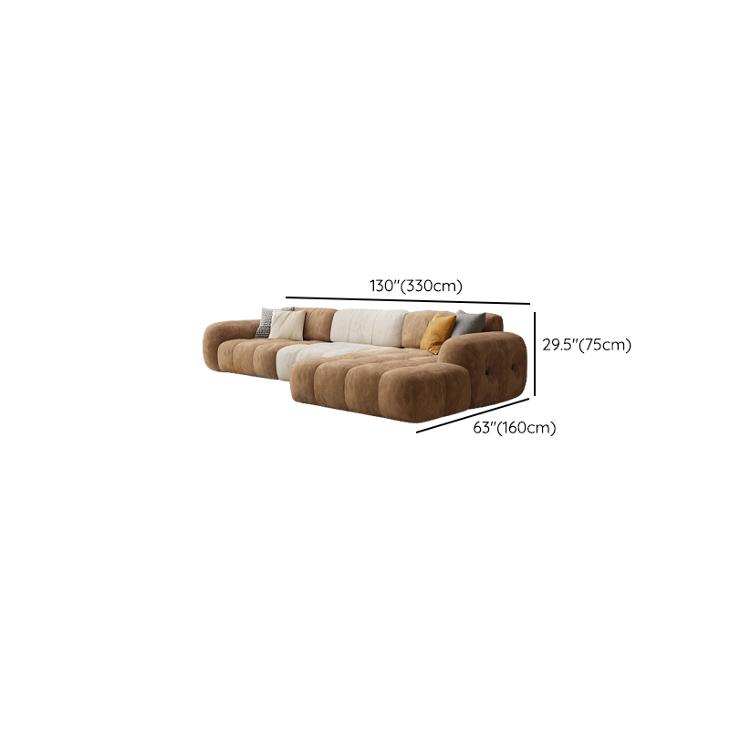 Channel Back L-Shape/Straight Right Hand Facing/Horizontal Sofa Recliner/Sofa Couch in Brown/Beige with Concealed Support & Pine Wood Frame for Living Room - image 25