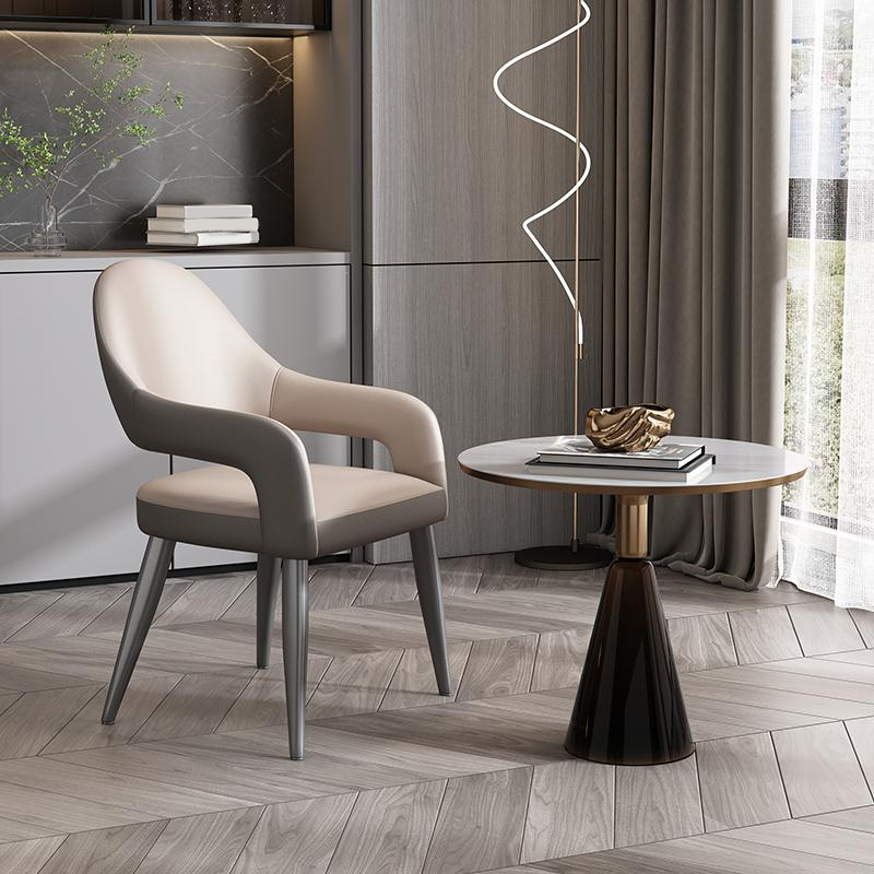 Faux Leather Arm Chair with Standard Back and Metal Legs in Gray for Kitchen & Dining - image 18