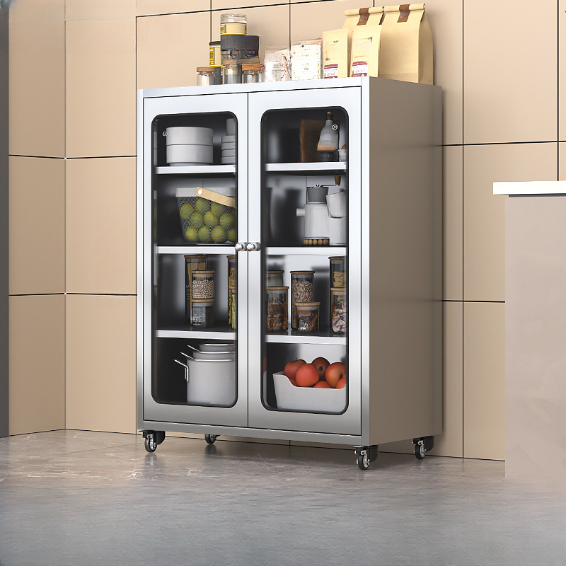 Metallic Sideboard on Roller Wheels with Stainless Steel Countertop - image 7
