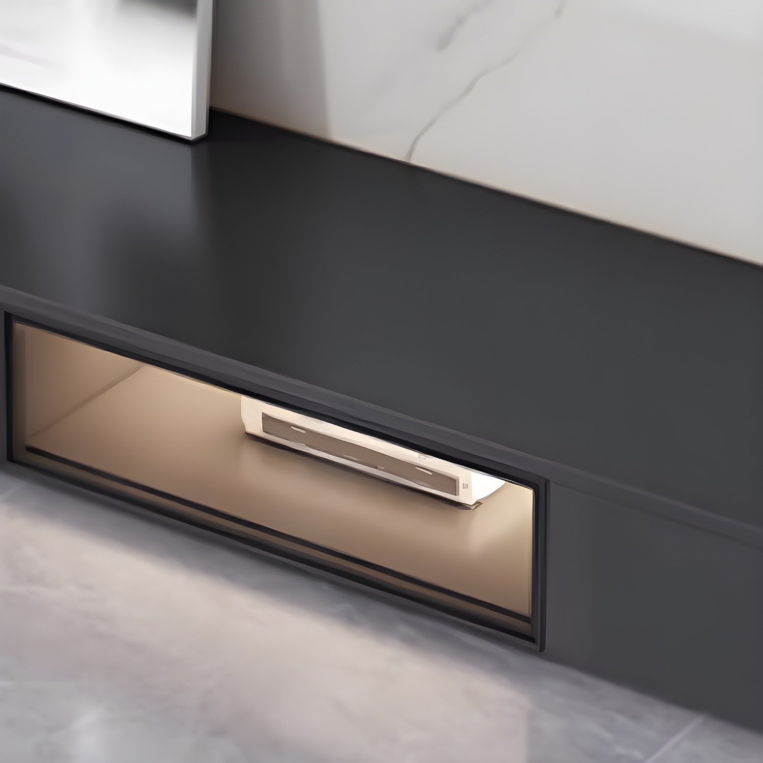Black Modern TV Stand with Low Height and Drawers for Organized Cable Management & No Open Storage - image 8