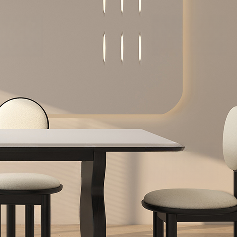 Dining Table Set with Rectangular Shape, Two-sided Pedestal, Fixed Table, Padded Chair with Back, 5-piece in White - image 6