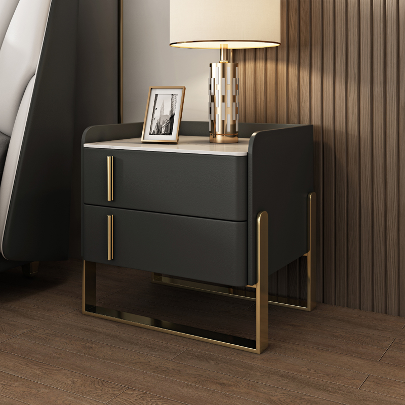 Nightstand With Drawer Organization with Leg, 2 Drawers and Stone Counter Top in a Casual Style - image 5
