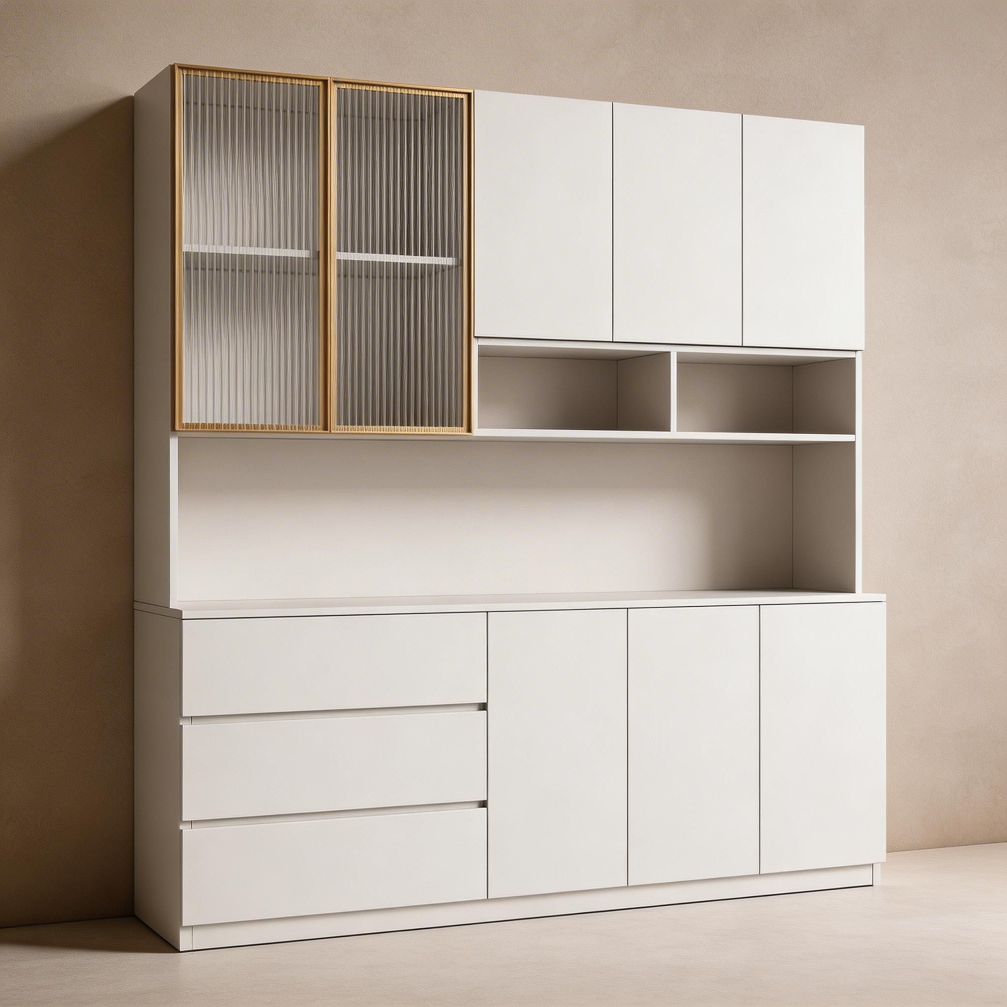 Trendy Sideboard with 3 Drawers, Cupboard, Wide/Standard/Narrow Sizes, 2/1 Shelves, Cabinets, and Glass-panel Door - image 31