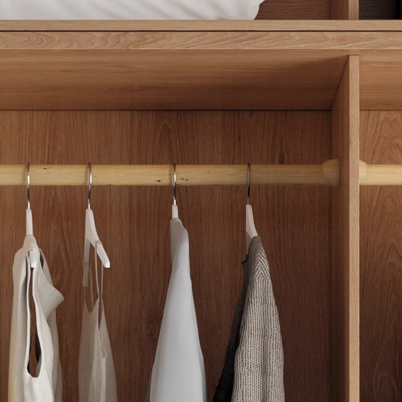 3-Drawer 0-Cabinet Natural Wood Wardrobe Armoire with 3 Clothing Rods - image 6