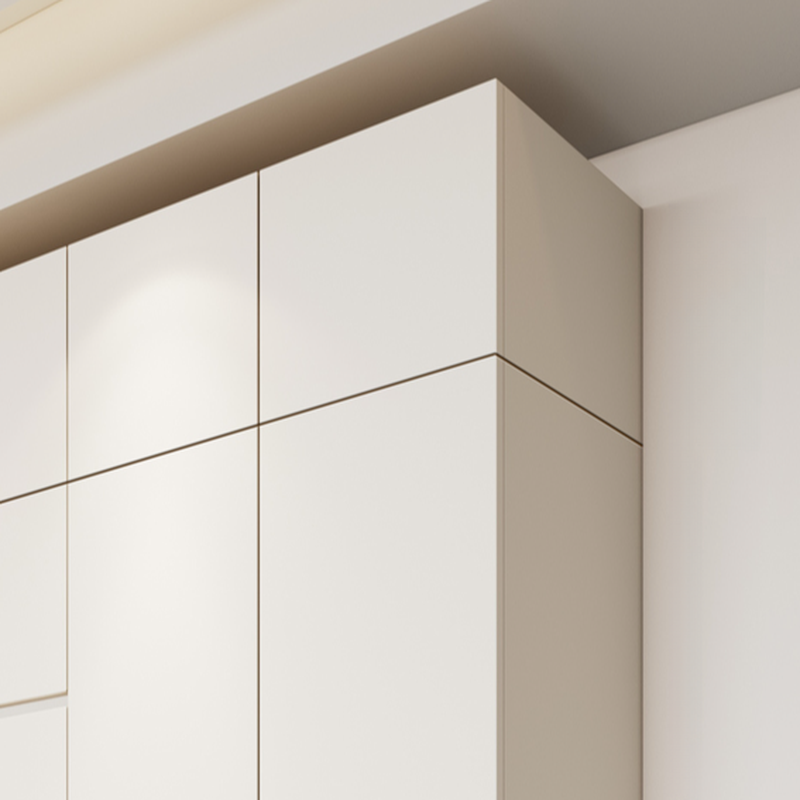 White Minimalist Manufactured Wood Independent Wardrobe Closet with Soft Close Drawer, Soft Close Door, and Interior Shelves - image 5