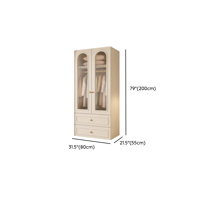 Chalk Modish Natural Wood Wardrobe Closet with Soft Close Drawer, Soft Close Door, Interior Shelves, and Clothing Rod - image 10