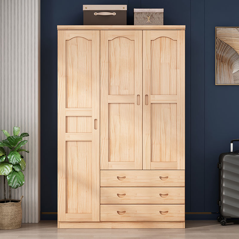 Scandinavian Natural Wood Wardrobe Armoire - 50cm Width - Drawers Included