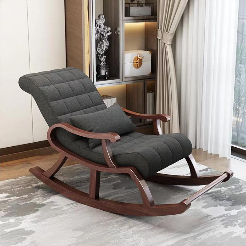 Stylish Modern Upholstered Rocking Chair with Brown Wood Legs and Track Arms - image 5