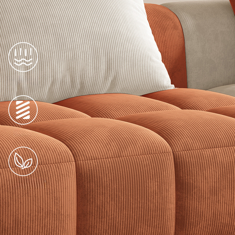 Vibrant Peony/Cerulean/Tangerine Color Sofa Couch with Round Arm and Concealed Support - image 20