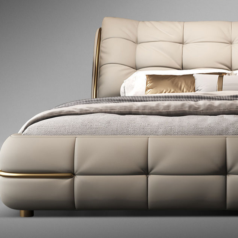 Beige Solid Color Storage Bed/Platform Bed with Pine Wood Frame for Living Room - image 3