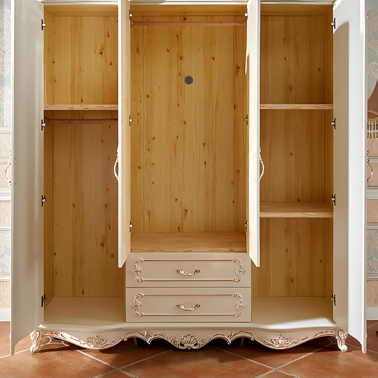 French Country Wardrobe Armoire Wood Wardrobe Cabinet for Bedroom - image 3