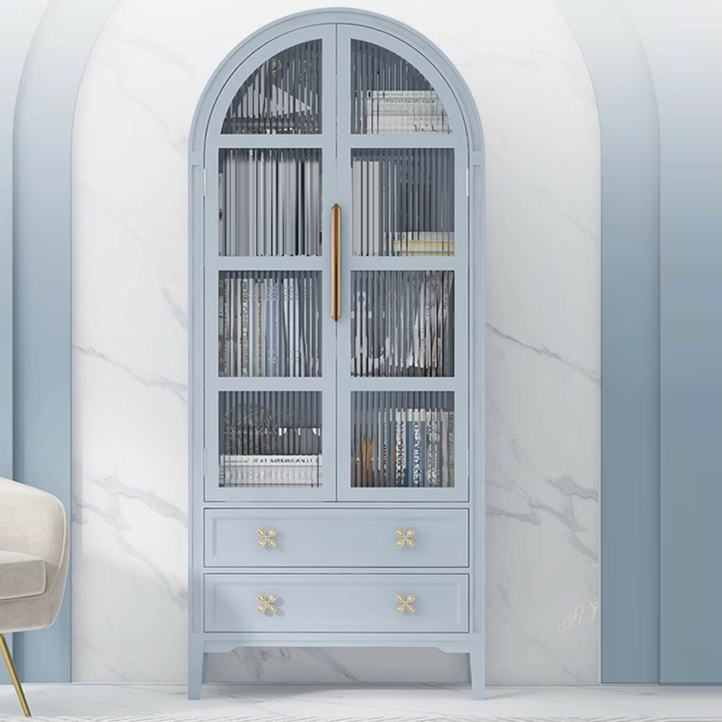 Self-supporting Grey /Azure/Peony Natural Wood Accent Cabinet with Squared Leg Drawing Room - image 5