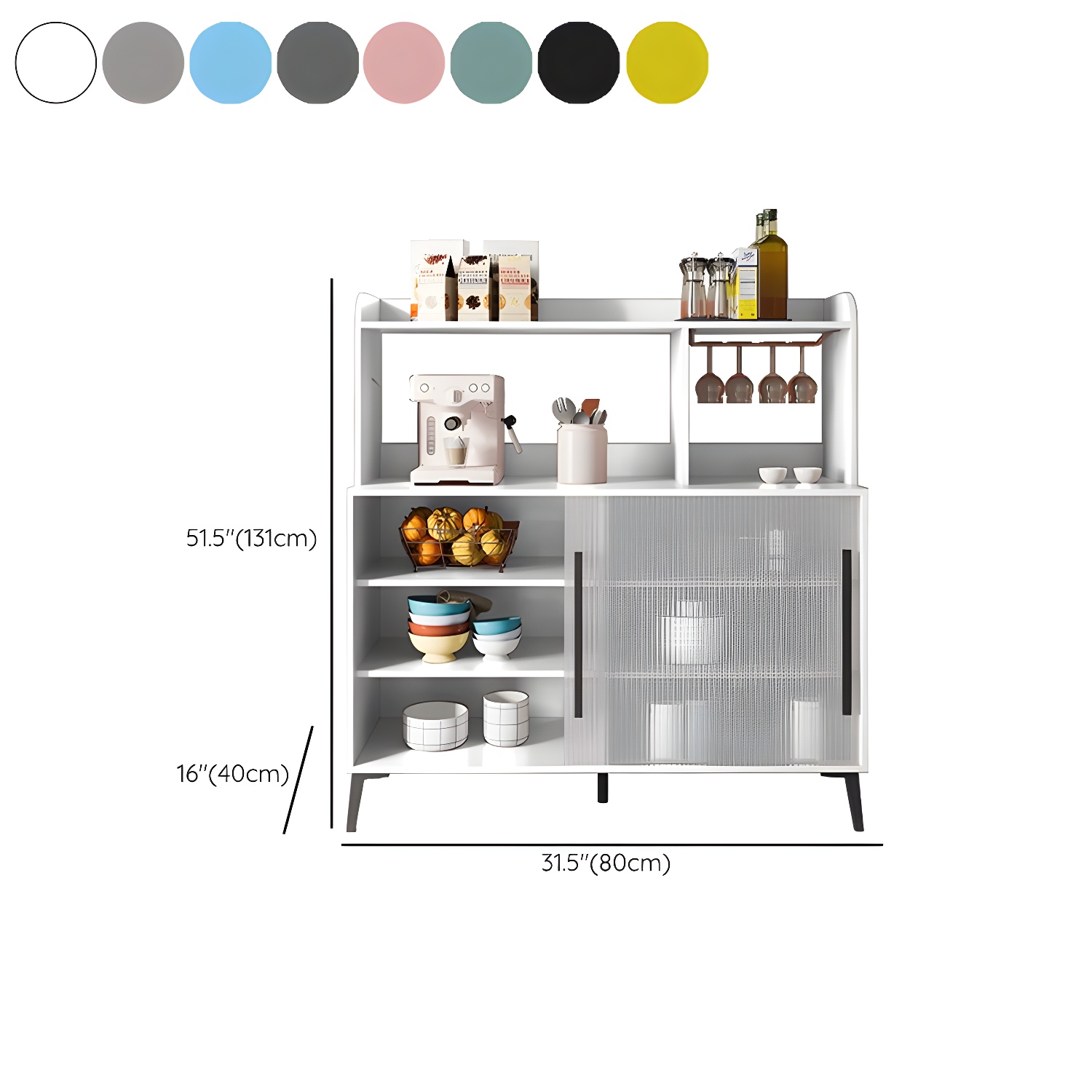 Contemporary Engineered Wood Glass Door Sideboard with Shelf for Dinging Room - image 16