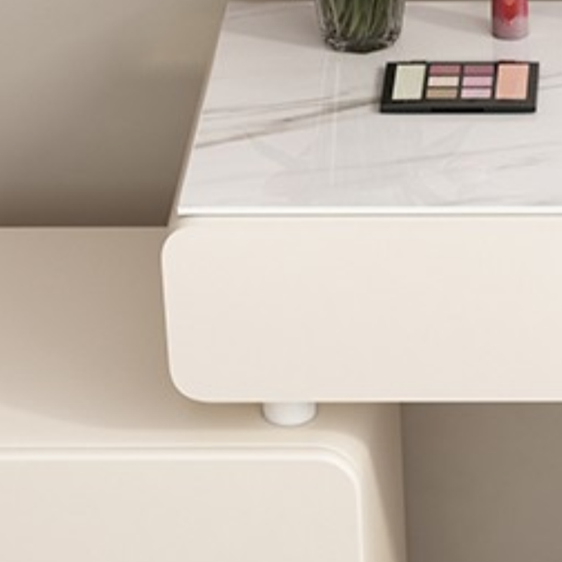 Simplistic Large/Standard Vanity Set with Stone Table Top, White Seat, 4 Drawers, and Mirror Lights - image 5