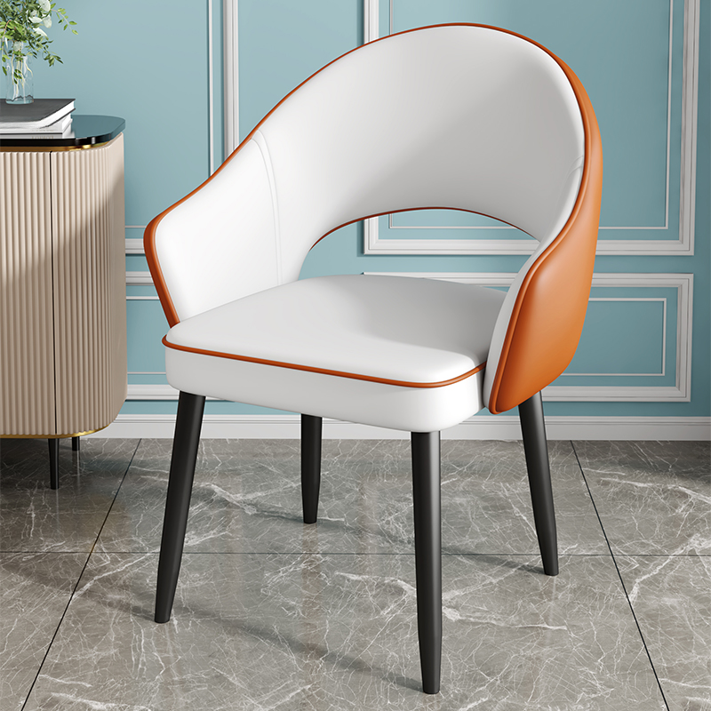 Modish Arm Chair with Ventilated Back, Padded Upholstery, Arms, and Steel Legs - image 8
