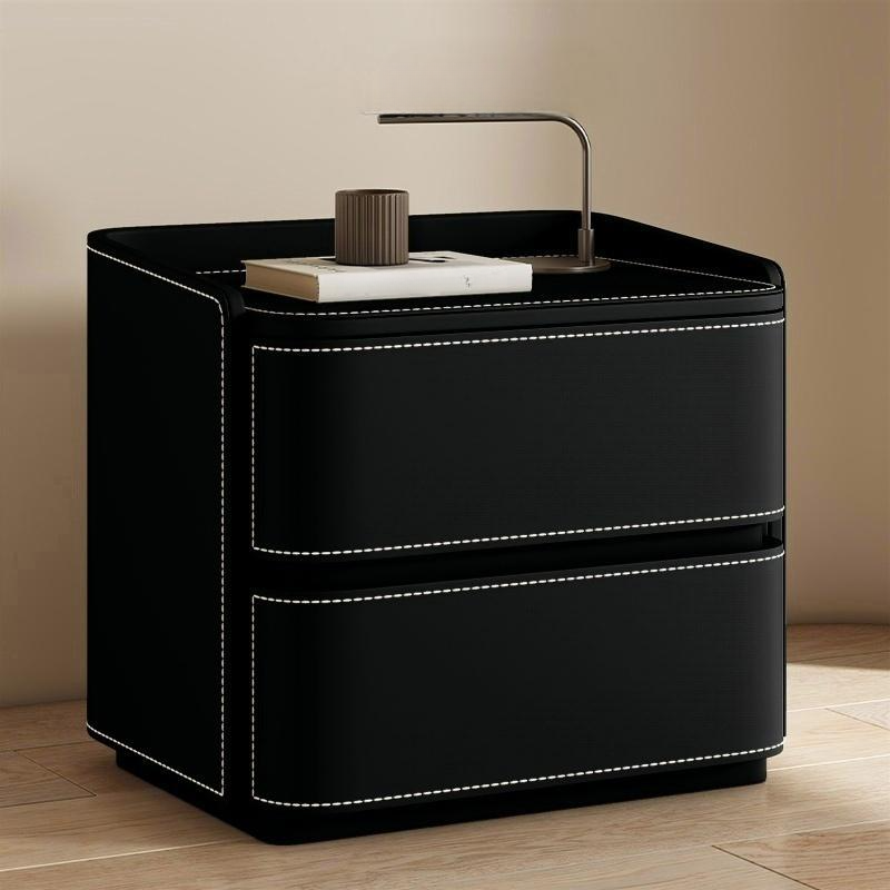 Modish Nightstand With Drawer Organization Featuring 2 Drawers and Pleather Countertop