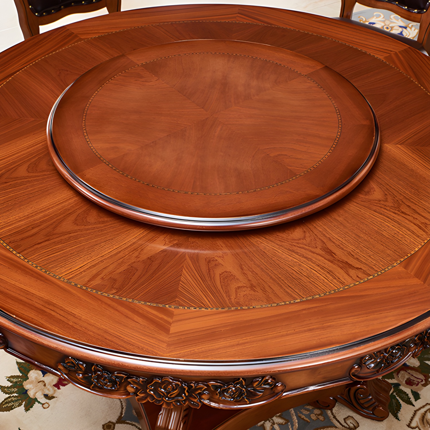 Rubberwood Base Victorian Round Table Pedestal Base Table for Dining Room - image 7