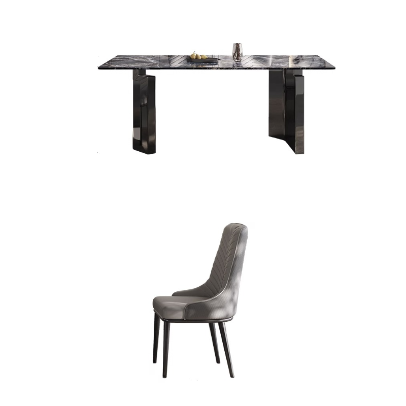 Dining Table Set with Marble Slab Top for 6 People/4 People in Multicolor - image 6
