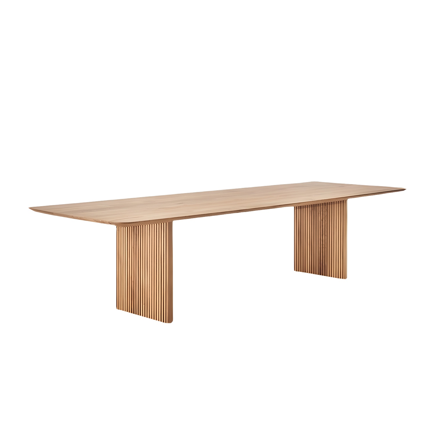 Pine Solid Wood Dining Site Table Modern Rectangle Double Pedestal Dining Table