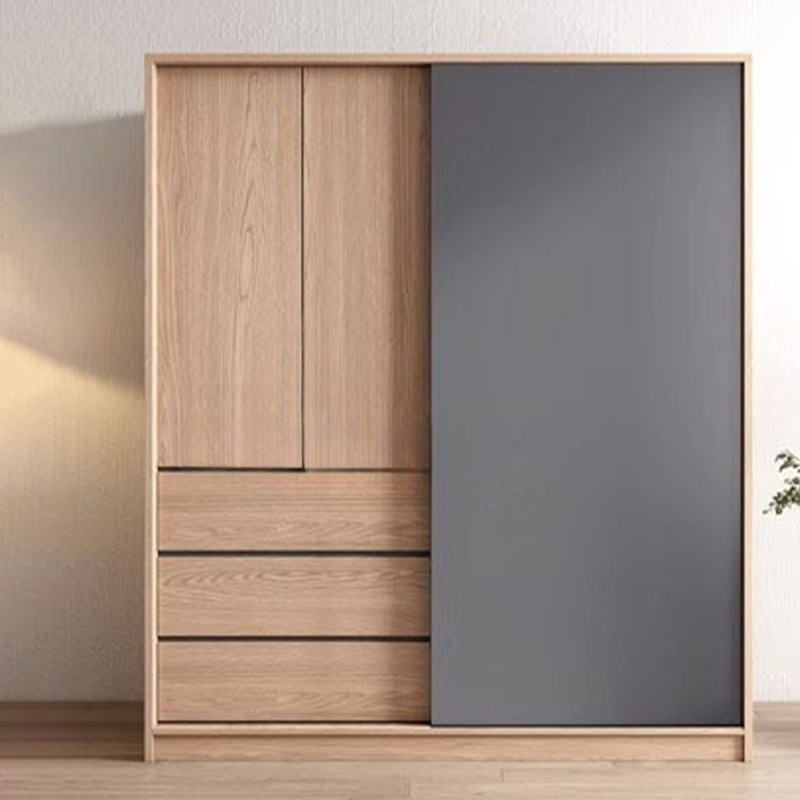 3-Drawer 0-Cabinet Natural Wood Wardrobe Armoire with 3 Clothing Rods - image 4