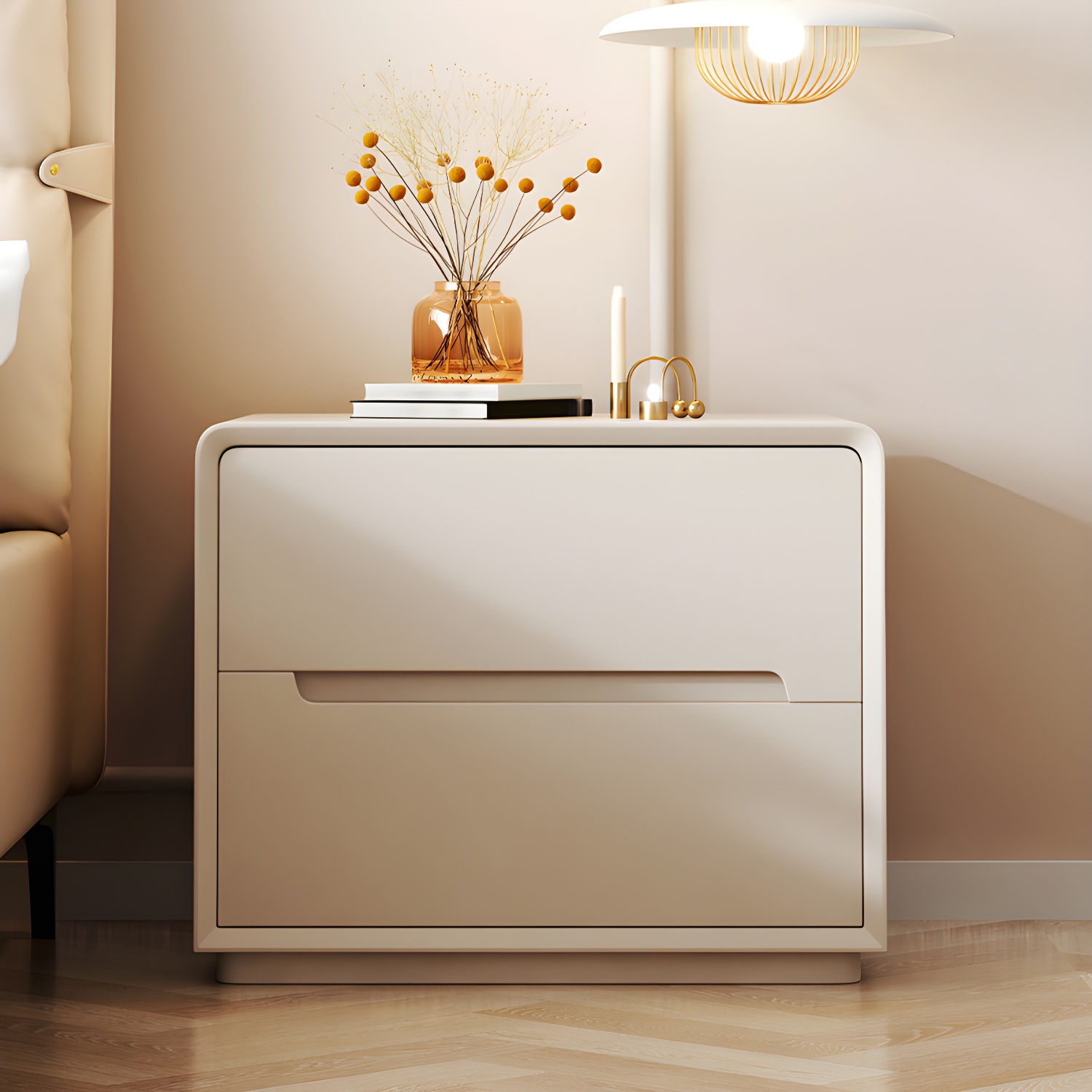 Modern Wood Drawer Nightstand for Small Spaces with 2 Drawers in Narrow Design - image 9