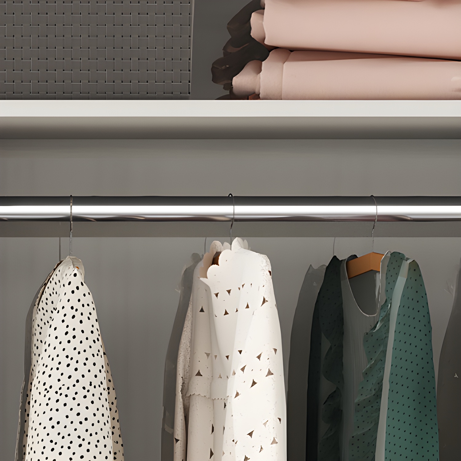 White Glass Wardrobe Rod Included Wardrobe Wardrobe Closet without Light - image 7