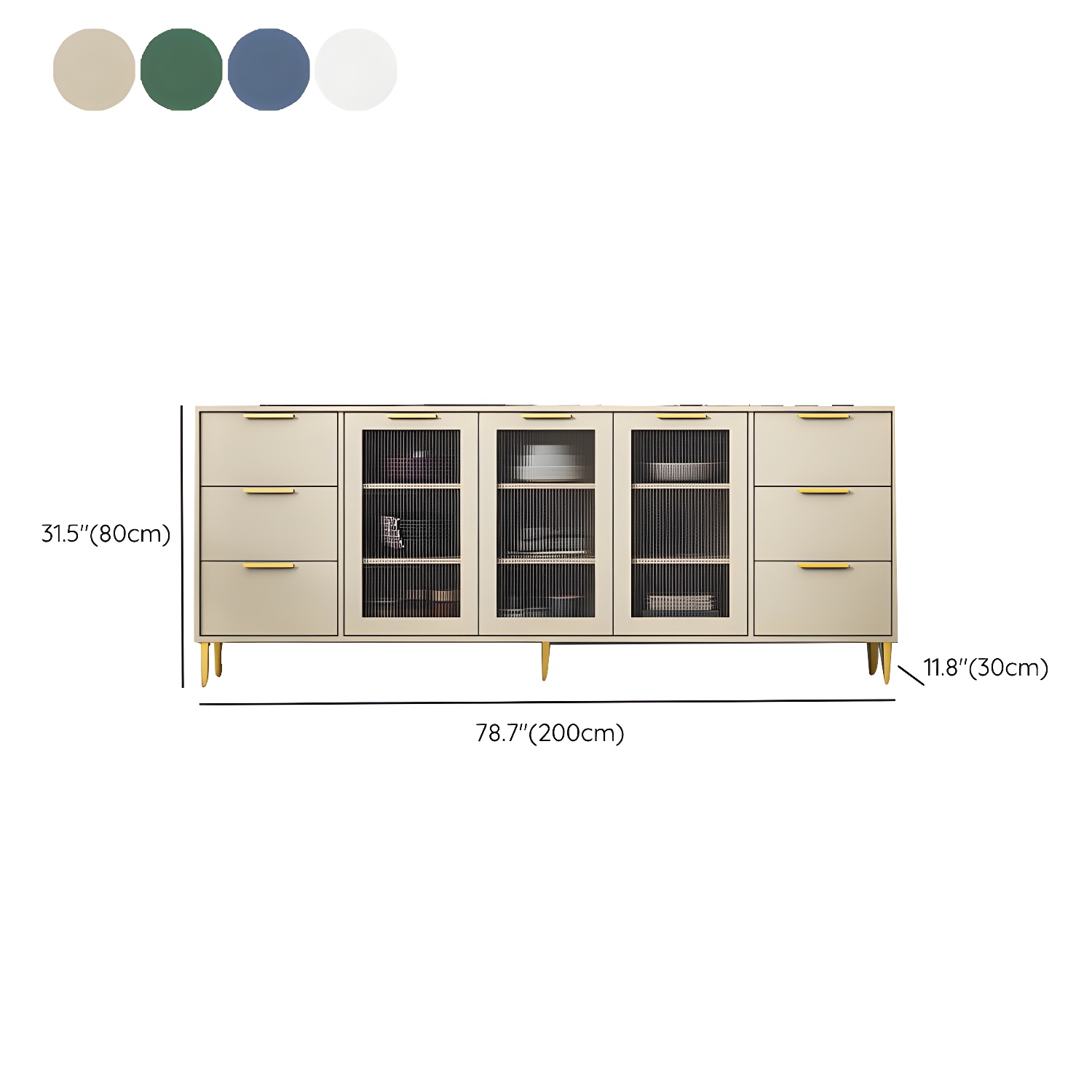Glam Engineered Wood Sideboard Glass Doors Sideboard with Gold Legs - image 18