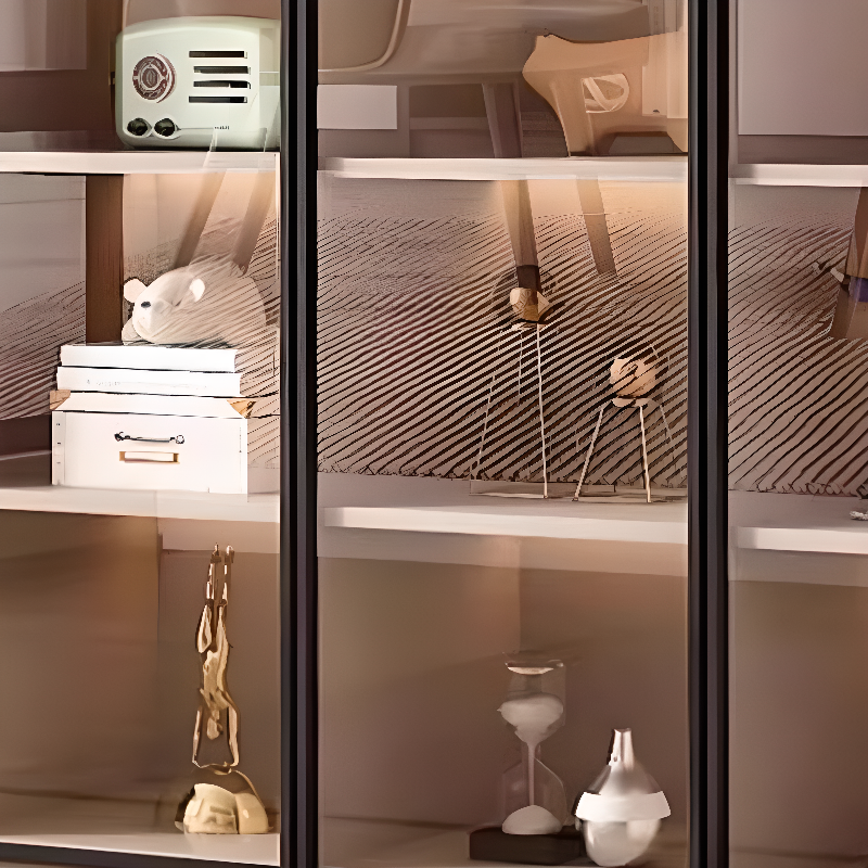 Simple Rectangular Standalone Accent Cabinet with Closet, Laminate Countertop, Glazed Door, and Sand Top - image 5
