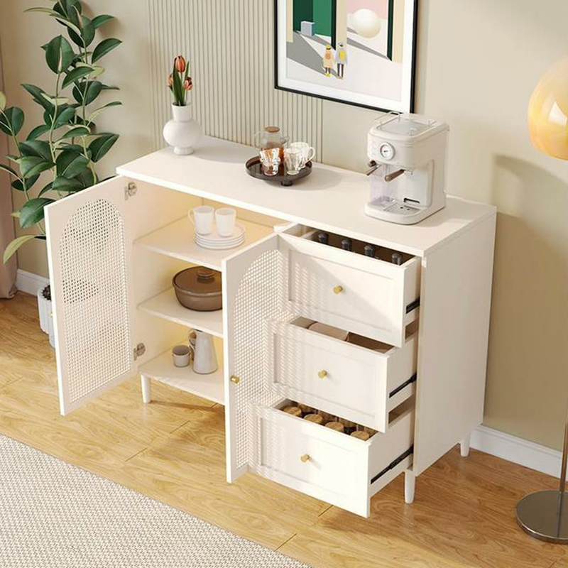 White Modern Sideboard Credenza with Cabinets and Reserve Installation Holes, Full Assembly Required - image 7