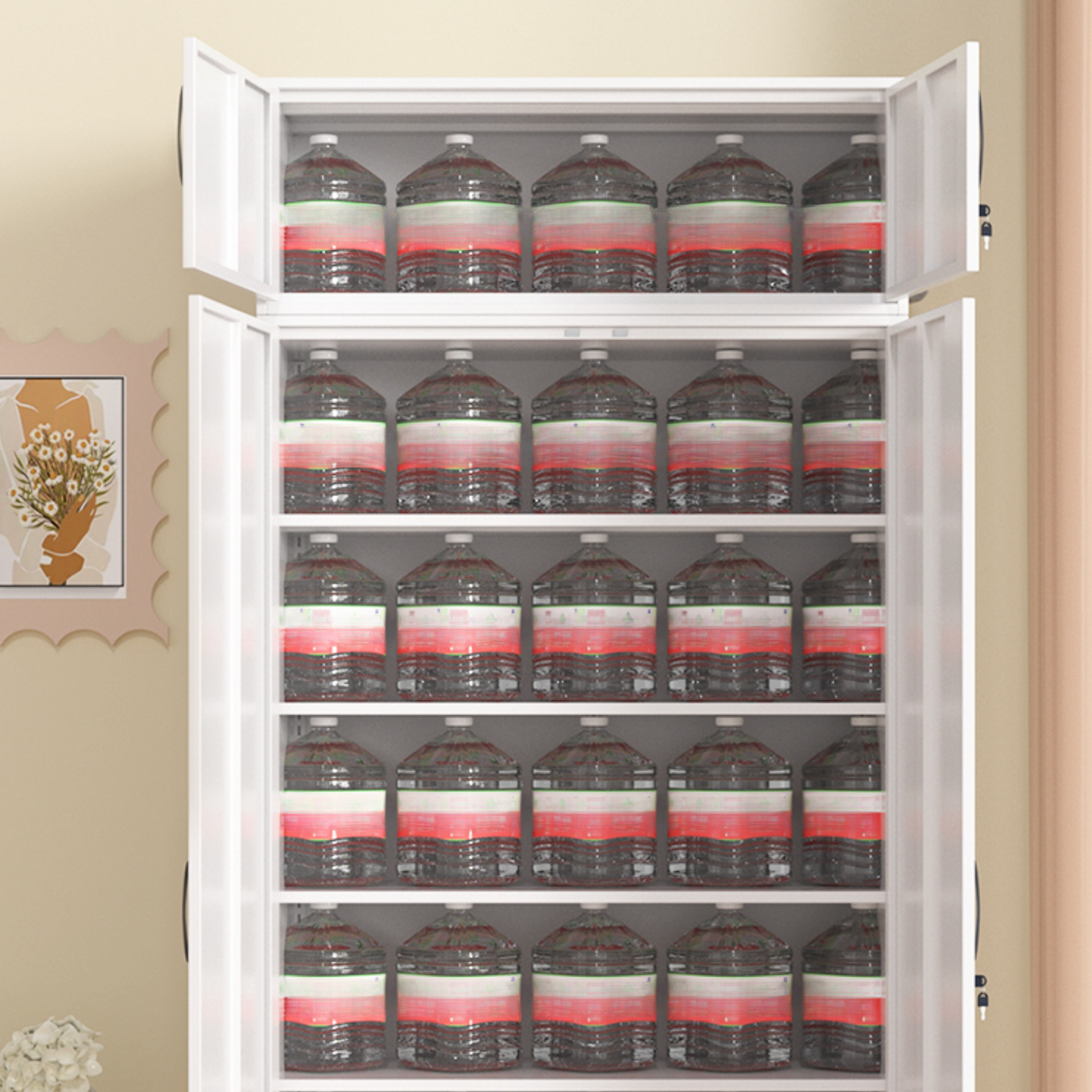 White Modish Steel Independent Armoire Cabinet with Adaptable Shelf, Soft Close Door, and Clothing Rod - image 5