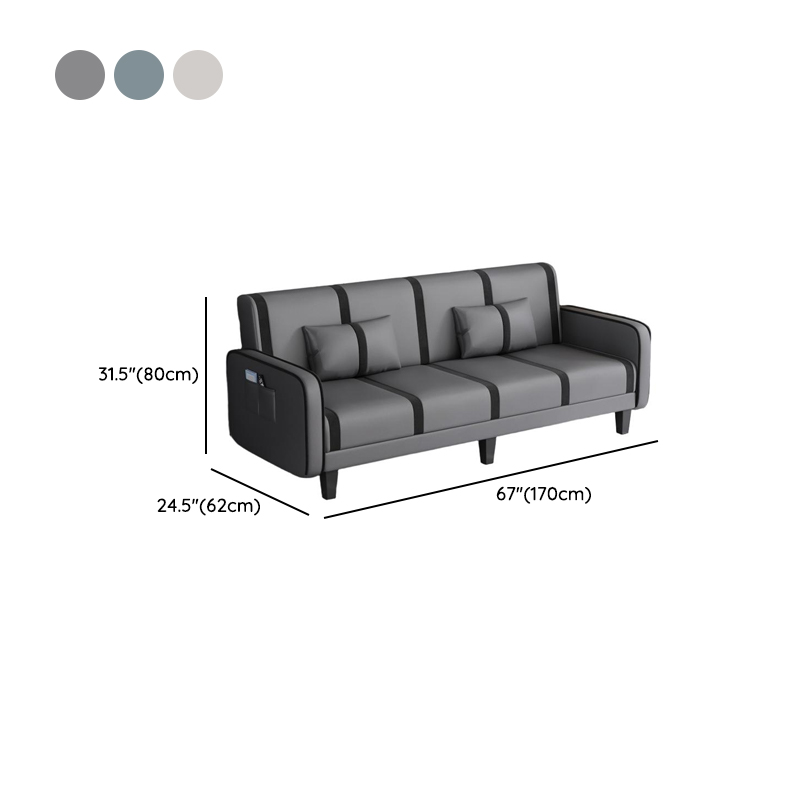 Trendy Solid Color Stain Resistant Standard Sofa/Loveseat in Dark Gray/Cerulean/Light Brown with Arm, Seats 3/2 People, and 2 Pillows - image 25