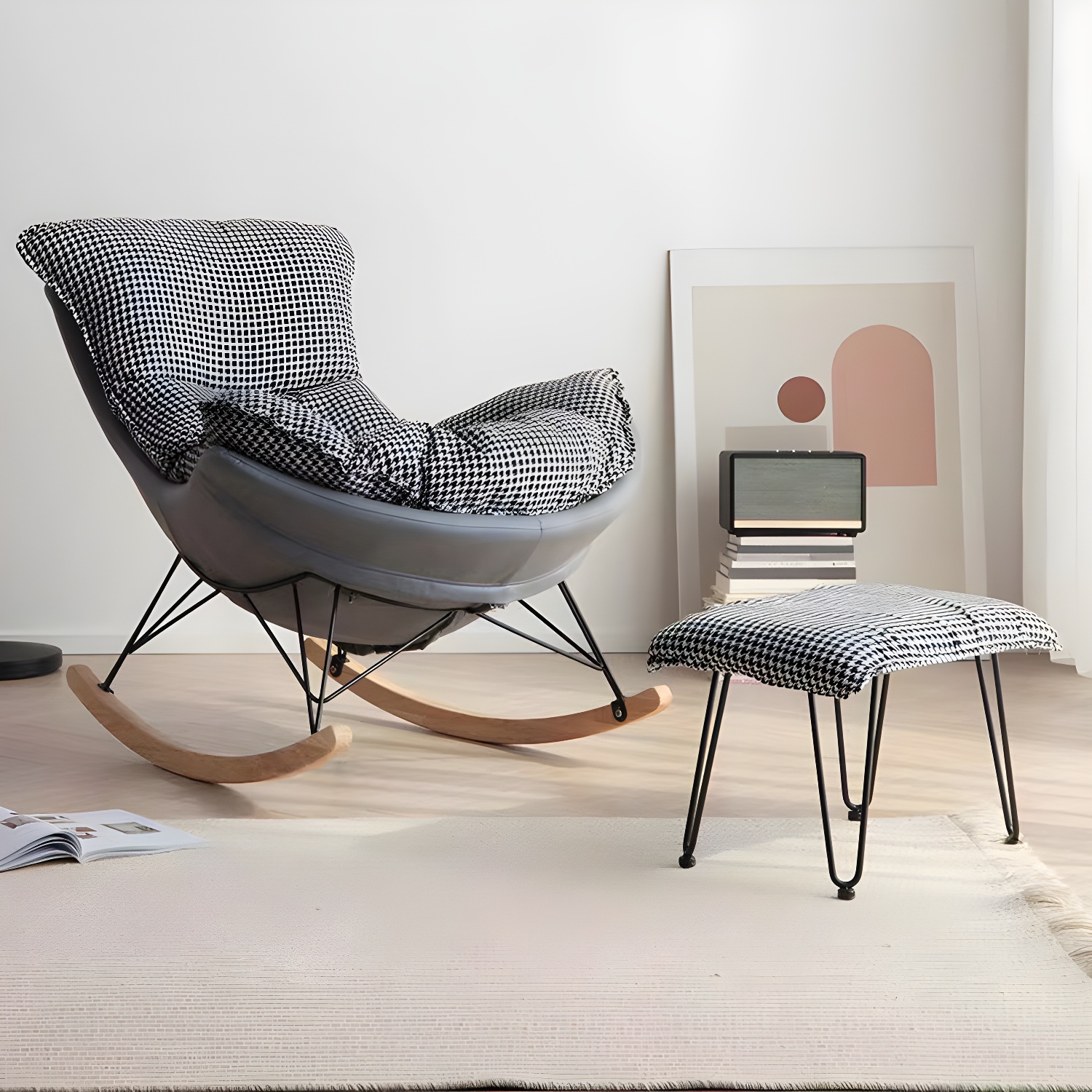 Modern Single Lazy Rocking Chair Indoor Sofa Rocking Chair with Cushion - image 14