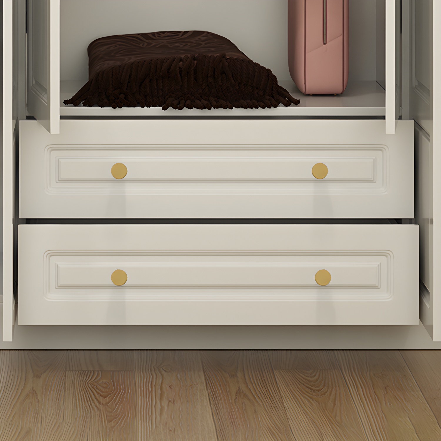 Hinged White Wardrobe Armoire Engineered Wood Wardrobe Closet - image 11