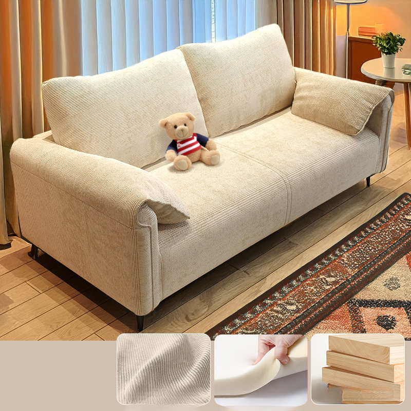 Modern Solid Color Tear Resistant Standard Sofa/Loveseat in Black/Ivory for 3-seater/Seats 2 - image 3