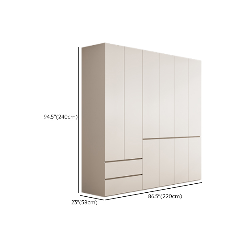 White Minimalist Manufactured Wood Wardrobe Closet with 2 Drawers, Soft Close Door, Interior Shelves, and Clothing Rod - image 20