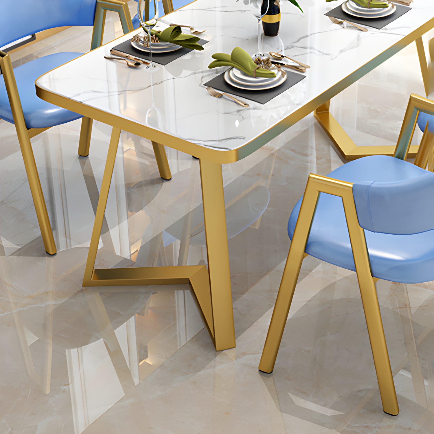 Nordic Traditional Height Sintered Stone Dining Table Rectangle Dining Room Set For Home - image 15